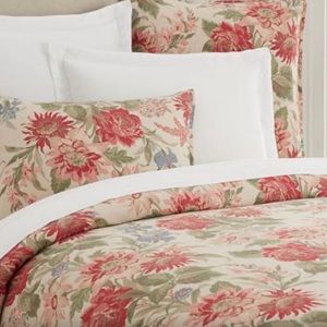 Pottery Barn Marla Floral Queen Duvet Cover 88”x92” Linen Cotton Blend New